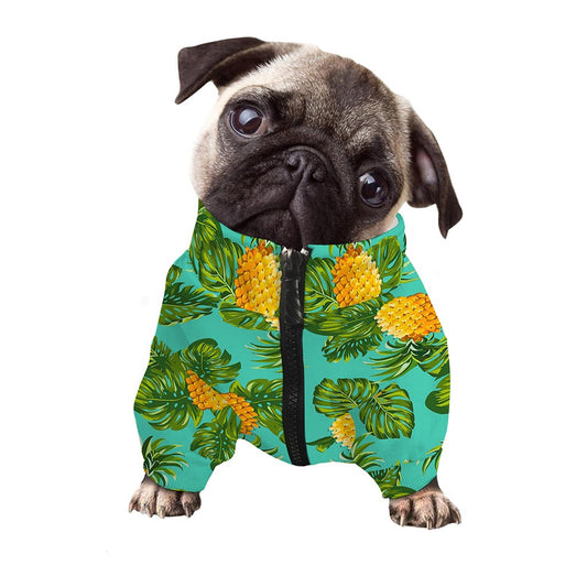 Palm Leaf Pineapple Pattern Print Dog Zip Up Jacket