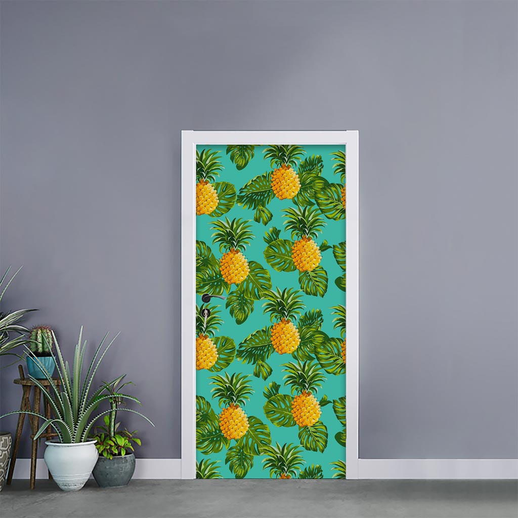Palm Leaf Pineapple Pattern Print Door Sticker