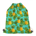 Palm Leaf Pineapple Pattern Print Drawstring Bag