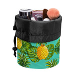 Palm Leaf Pineapple Pattern Print Drawstring Makeup Bag