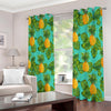 Palm Leaf Pineapple Pattern Print Extra Wide Grommet Curtains