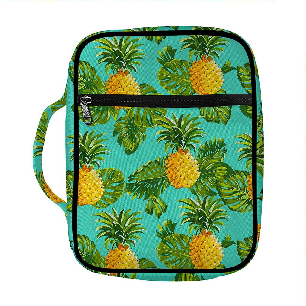 Palm Leaf Pineapple Pattern Print Front Pocket Bible Bag