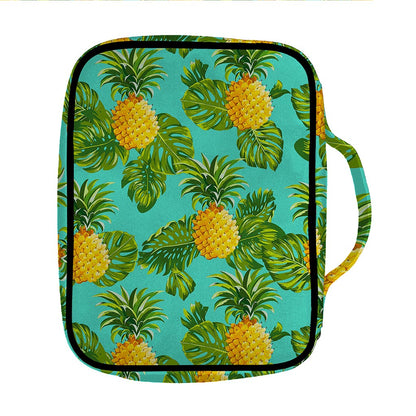 Palm Leaf Pineapple Pattern Print Front Pocket Bible Bag