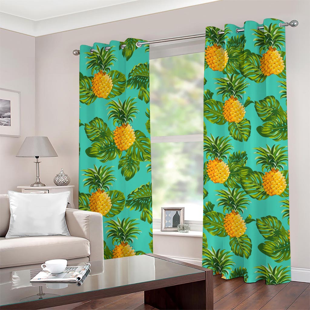 Palm Leaf Pineapple Pattern Print Grommet Curtains