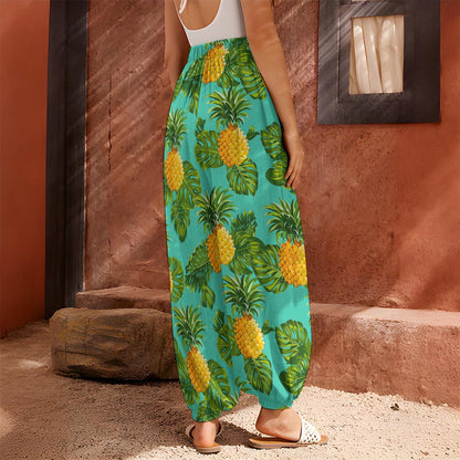 Palm Leaf Pineapple Pattern Print Harem Pants