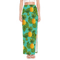 Palm Leaf Pineapple Pattern Print High Slit Maxi Skirt
