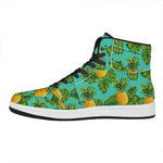 Palm Leaf Pineapple Pattern Print High Top Leather Sneakers