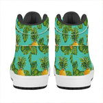 Palm Leaf Pineapple Pattern Print High Top Leather Sneakers