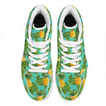 Palm Leaf Pineapple Pattern Print High Top Leather Sneakers