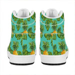 Palm Leaf Pineapple Pattern Print High Top Leather Sneakers