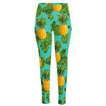 Palm Leaf Pineapple Pattern Print High-Waisted Pocket Leggings