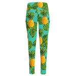 Palm Leaf Pineapple Pattern Print High-Waisted Pocket Leggings