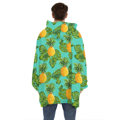 Palm Leaf Pineapple Pattern Print Hoodie Blanket