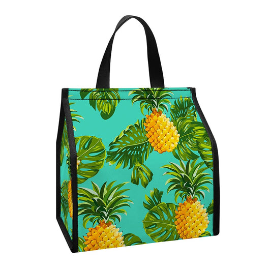 Palm Leaf Pineapple Pattern Print Insulated Lunch Tote