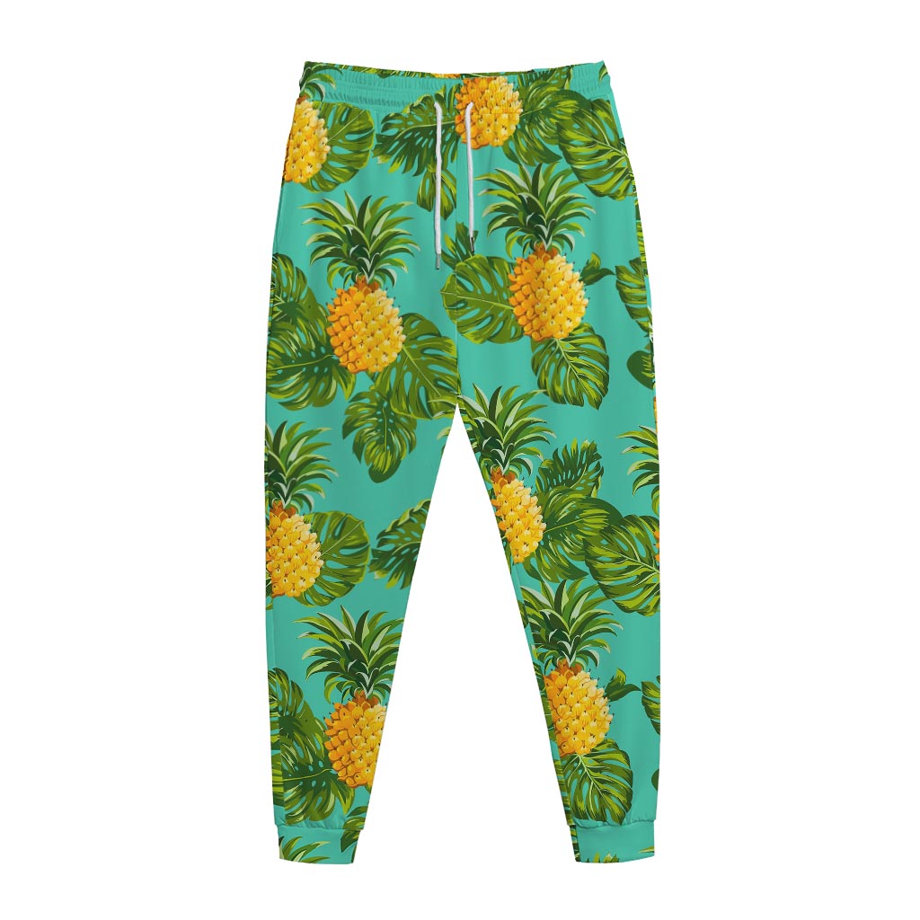Palm Leaf Pineapple Pattern Print Jogger Pants