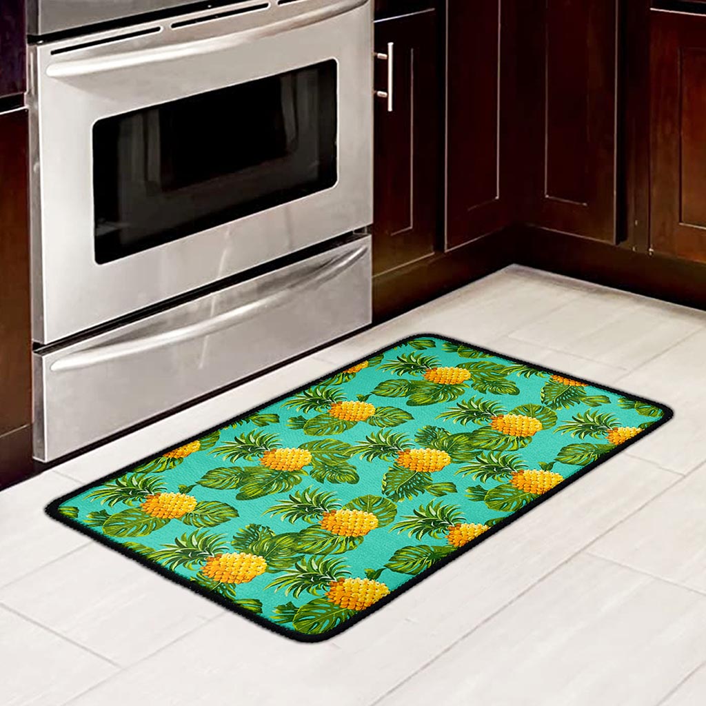 Palm Leaf Pineapple Pattern Print Kitchen Mat