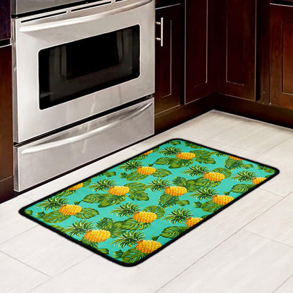 Palm Leaf Pineapple Pattern Print Kitchen Mat