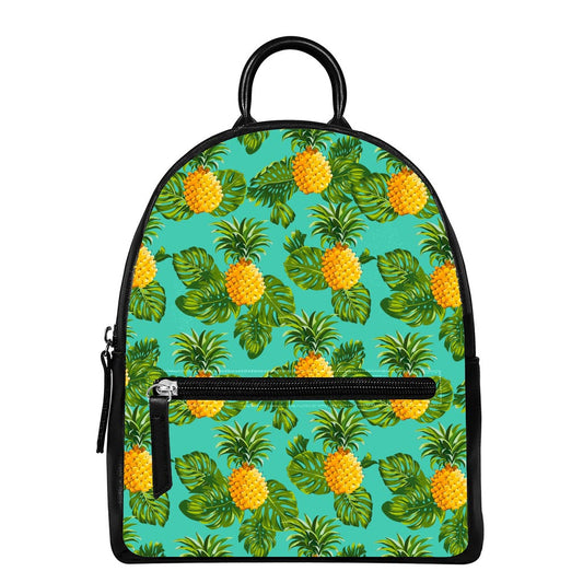 Palm Leaf Pineapple Pattern Print Leather Backpack