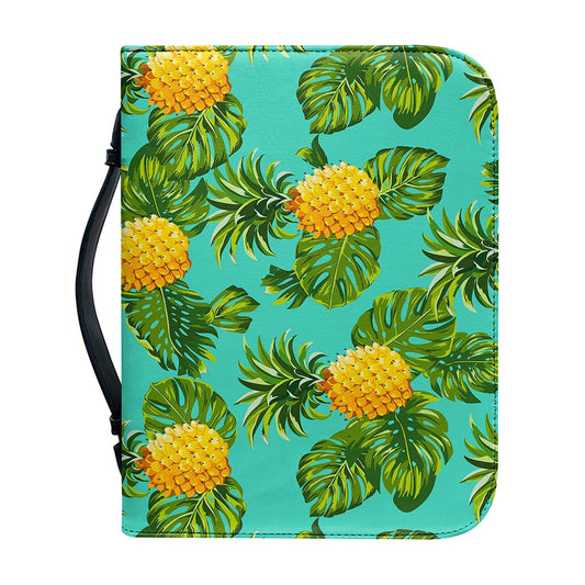 Palm Leaf Pineapple Pattern Print Leather Bible Cover