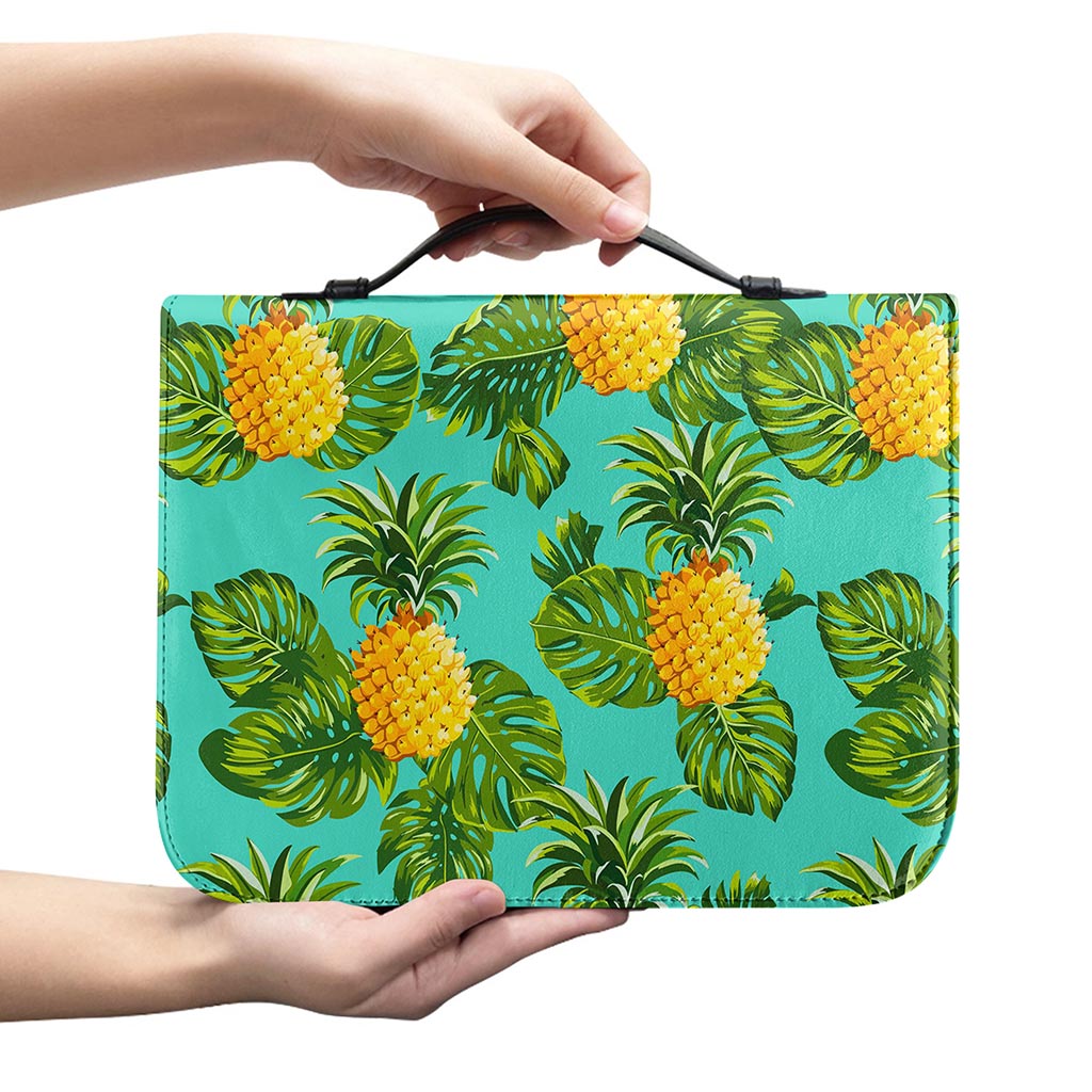 Palm Leaf Pineapple Pattern Print Leather Bible Cover