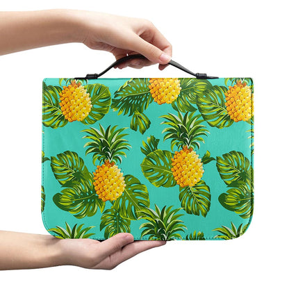 Palm Leaf Pineapple Pattern Print Leather Bible Cover