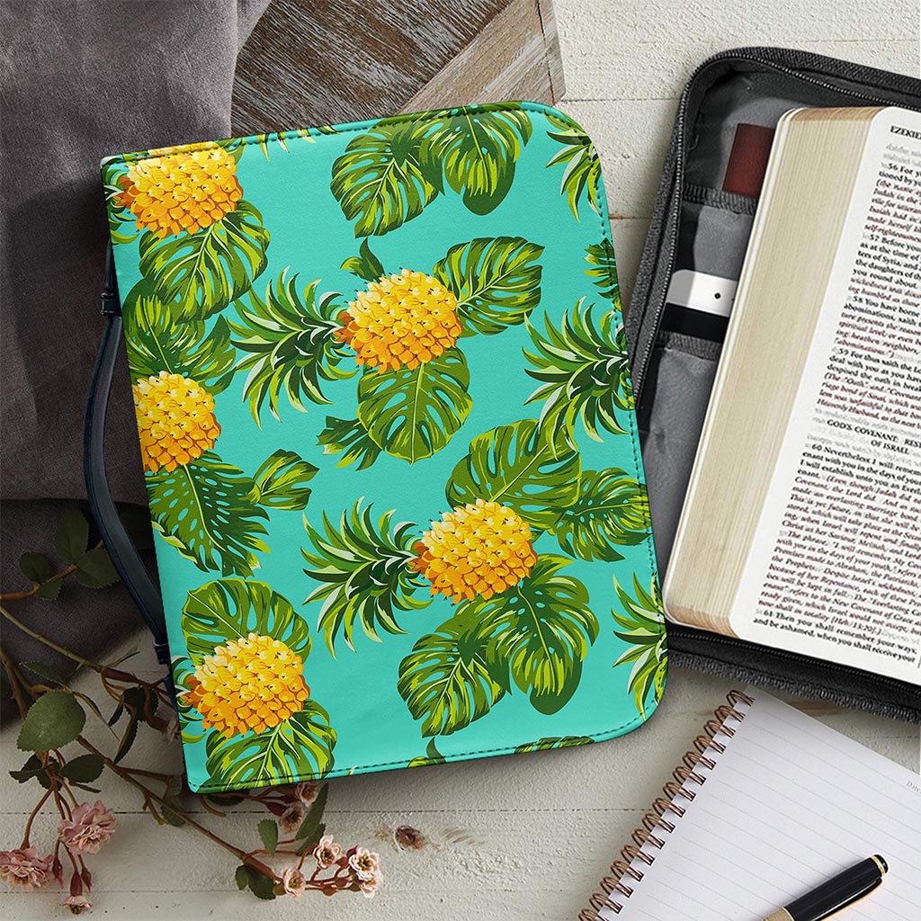 Palm Leaf Pineapple Pattern Print Leather Bible Cover