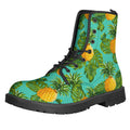 Palm Leaf Pineapple Pattern Print Lace-Up Boots