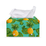 Palm Leaf Pineapple Pattern Print Leather Tissue Box Cover