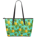 Palm Leaf Pineapple Pattern Print Leather Tote Bag