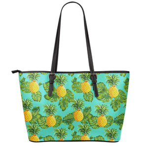 Palm Leaf Pineapple Pattern Print Leather Tote Bag