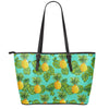 Palm Leaf Pineapple Pattern Print Leather Tote Bag