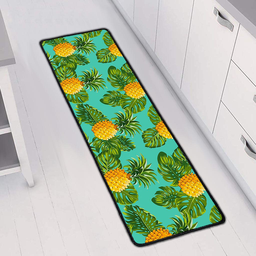 Palm Leaf Pineapple Pattern Print Long Kitchen Mat