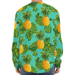 Palm Leaf Pineapple Pattern Print Long Sleeve Baseball Jersey