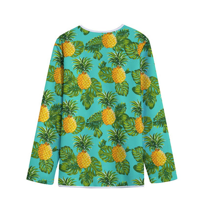 Palm Leaf Pineapple Pattern Print Long Sleeve Short Coat