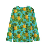 Palm Leaf Pineapple Pattern Print Long Sleeve Short Coat