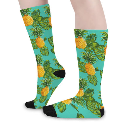 Palm Leaf Pineapple Pattern Print Long Socks