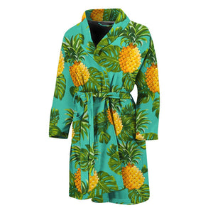 Palm Leaf Pineapple Pattern Print Men's Bathrobe