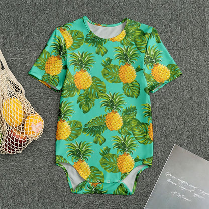 Palm Leaf Pineapple Pattern Print Men's Bodysuit