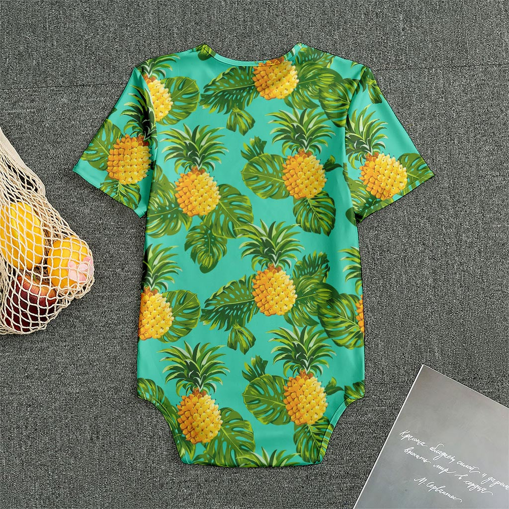 Palm Leaf Pineapple Pattern Print Men's Bodysuit