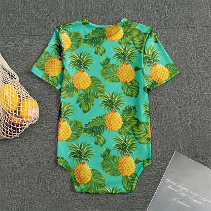 Palm Leaf Pineapple Pattern Print Men's Bodysuit