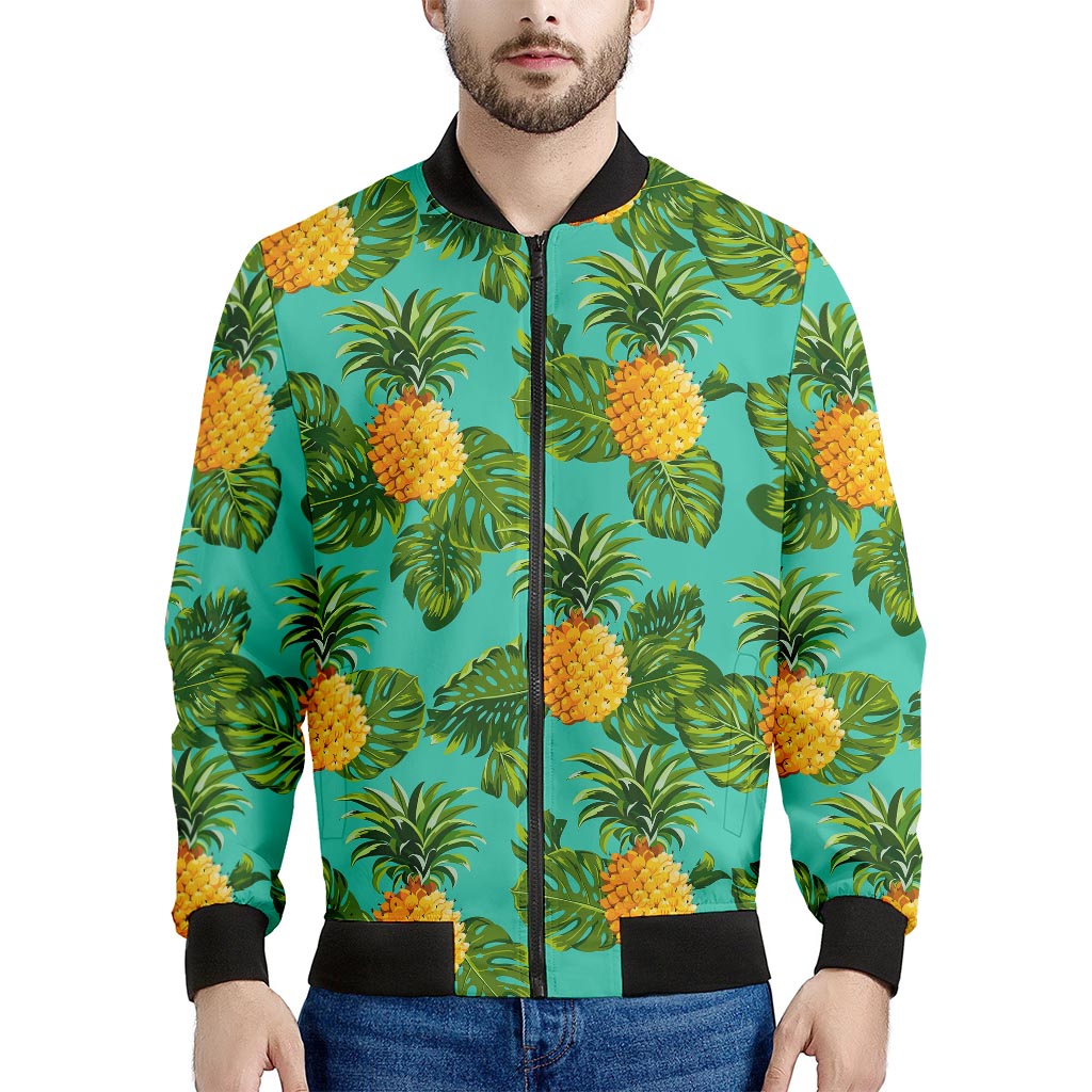 Palm Leaf Pineapple Pattern Print Men's Bomber Jacket