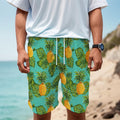 Palm Leaf Pineapple Pattern Print Men's Cargo Shorts