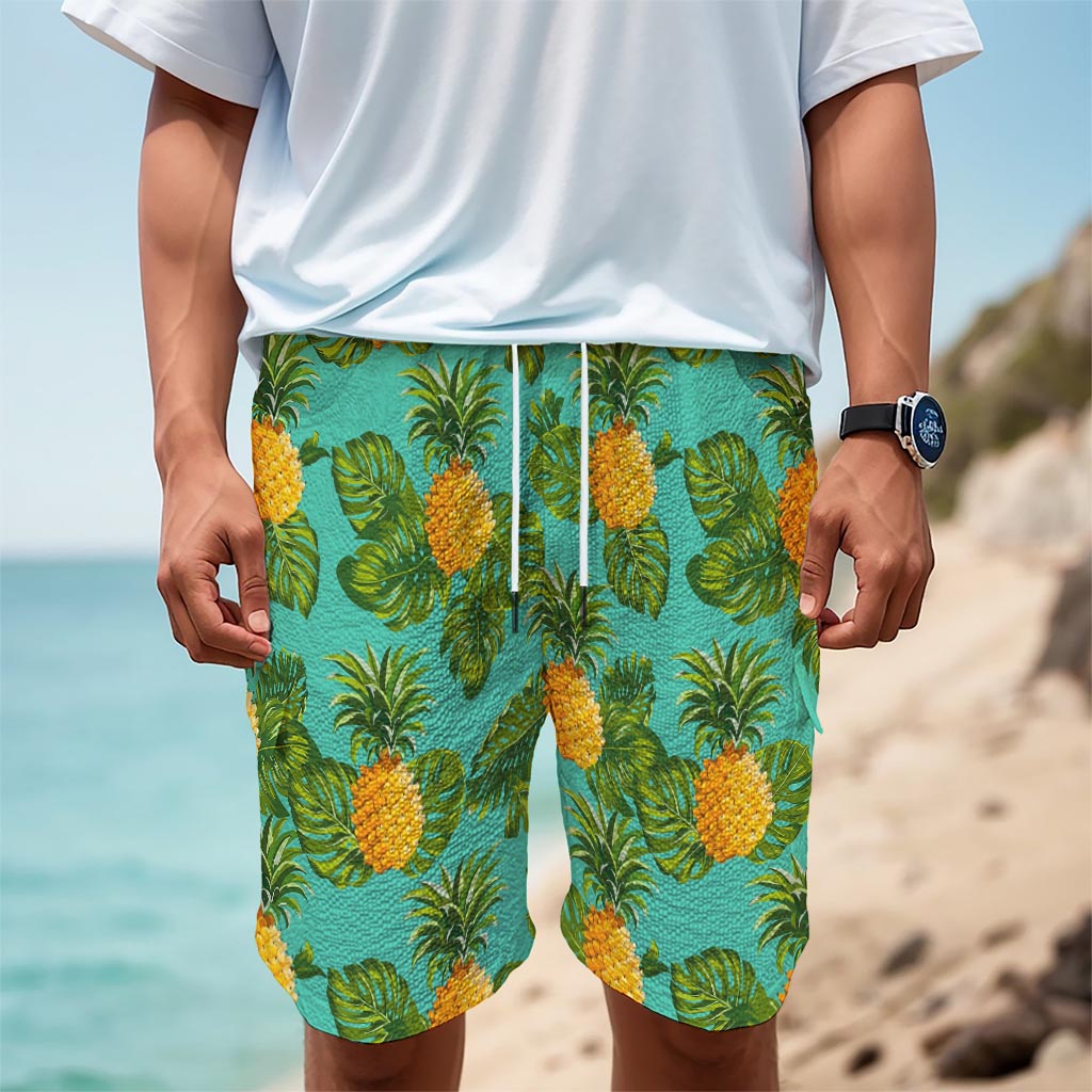 Palm Leaf Pineapple Pattern Print Men's Cargo Shorts