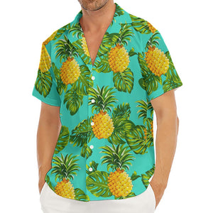 Palm Leaf Pineapple Pattern Print Men's Deep V-Neck Shirt