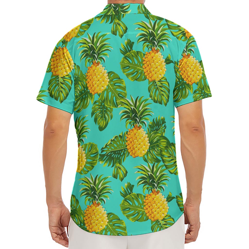 Palm Leaf Pineapple Pattern Print Men's Deep V-Neck Shirt