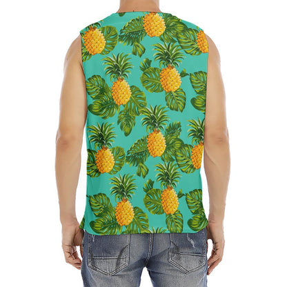 Palm Leaf Pineapple Pattern Print Men's Fitness Tank Top