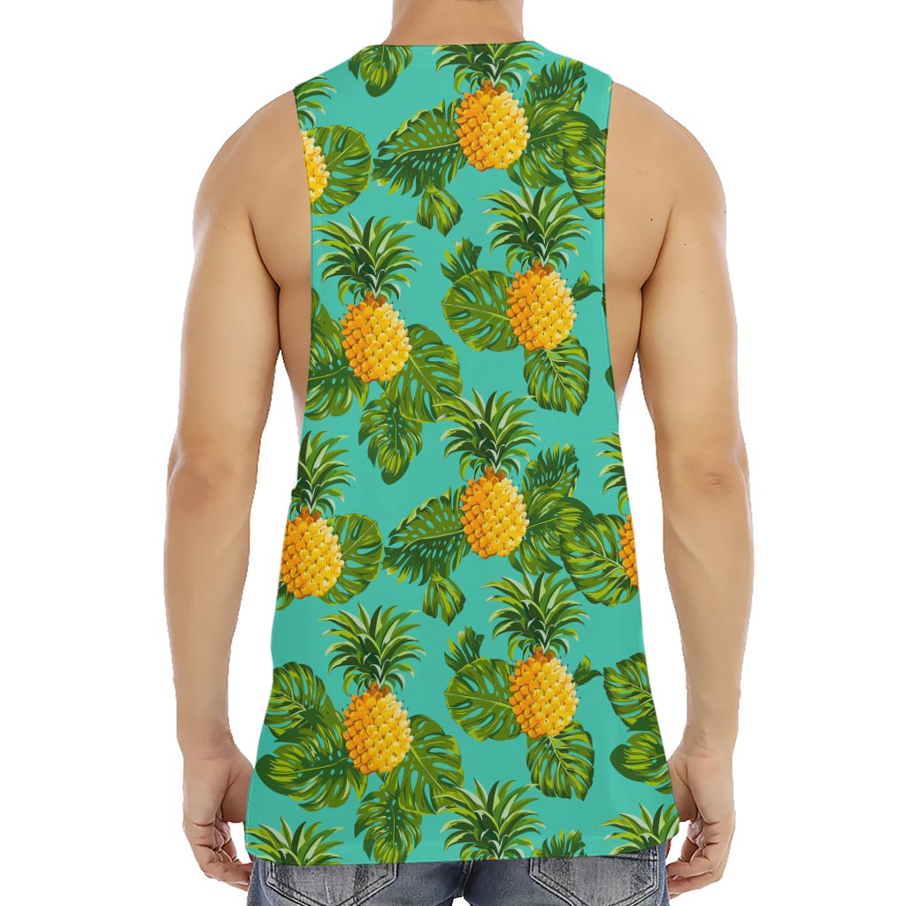Palm Leaf Pineapple Pattern Print Men's Muscle Tank Top