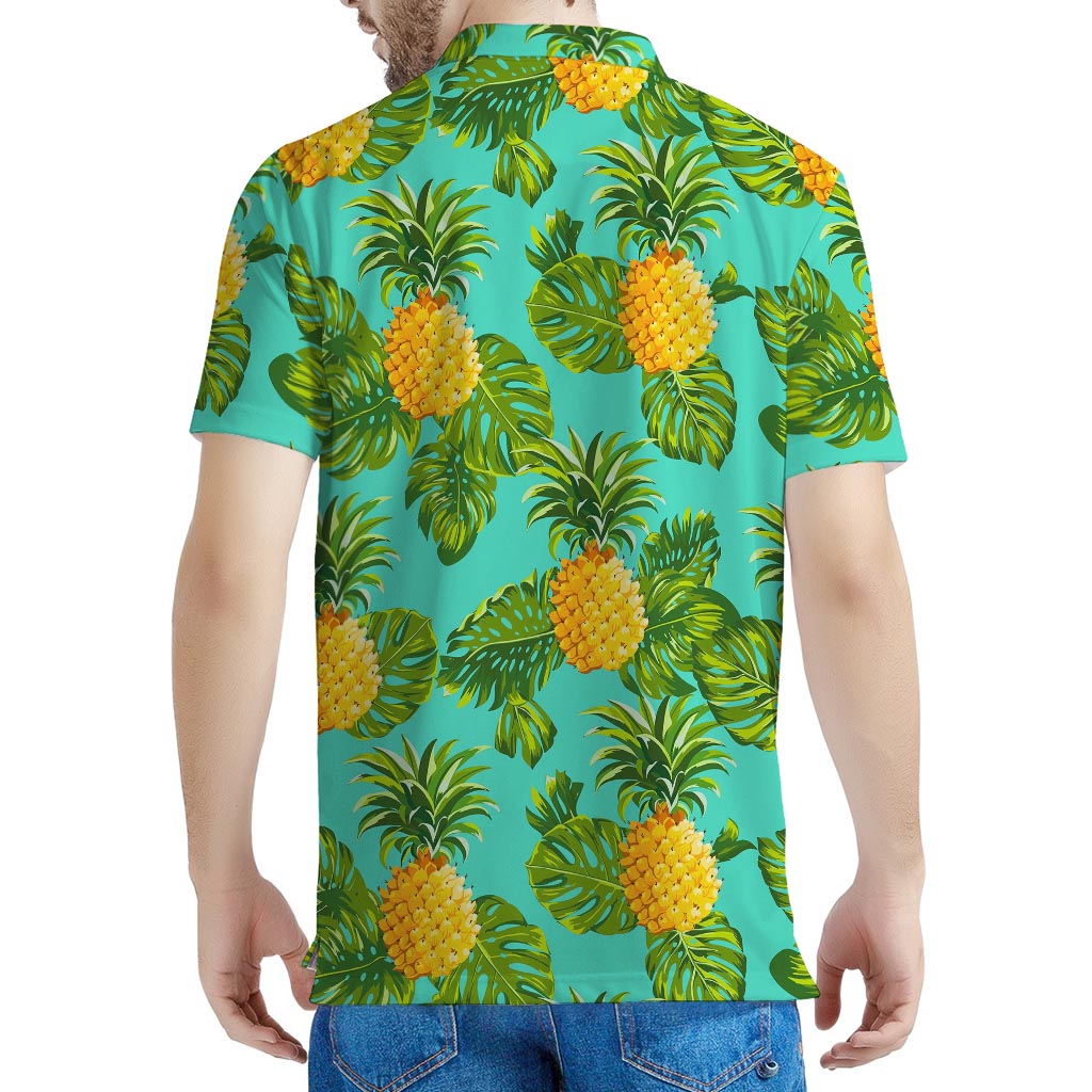 Palm Leaf Pineapple Pattern Print Men's Polo Shirt