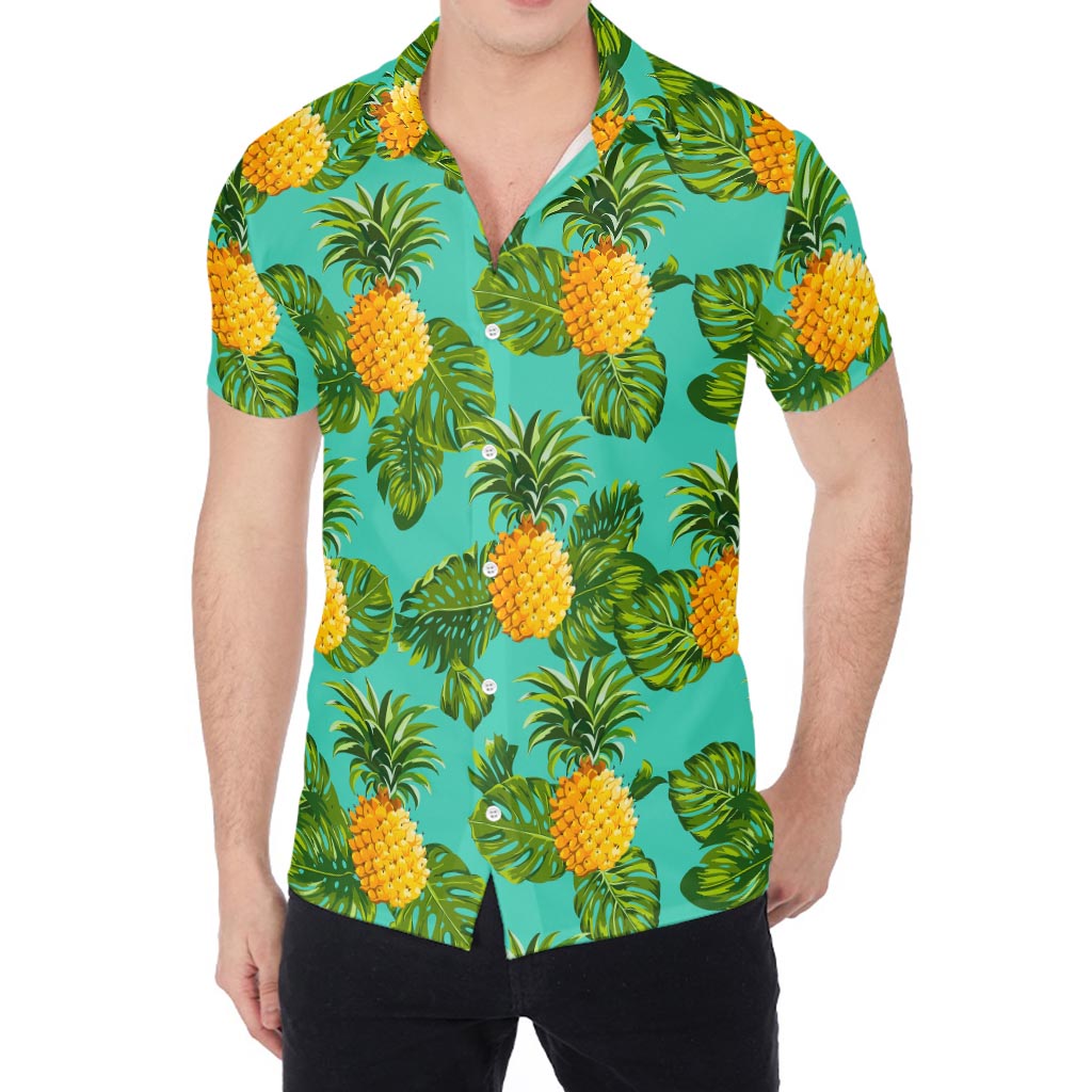 Palm Leaf Pineapple Pattern Print Men's Shirt