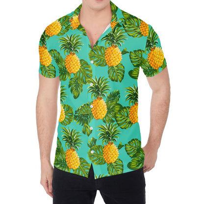 Palm Leaf Pineapple Pattern Print Men's Shirt